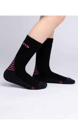 Термоноски трикотажные для девочек (средние махровые) черный,фуксия