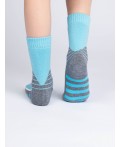Термоноски трикотажные для девочек (низкие махровые) голубой,светло-серый