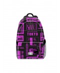 Рюкзак текстильный для девочек черный,фуксия