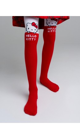 Колготки трикотажные для девочек белый,красный