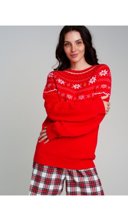 Джемпер трикотажный для женщин красный,белый