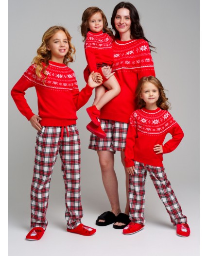 Джемпер трикотажный для женщин красный,белый