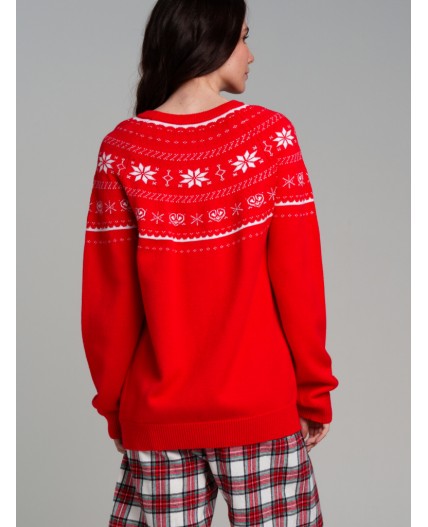 Джемпер трикотажный для женщин красный,белый