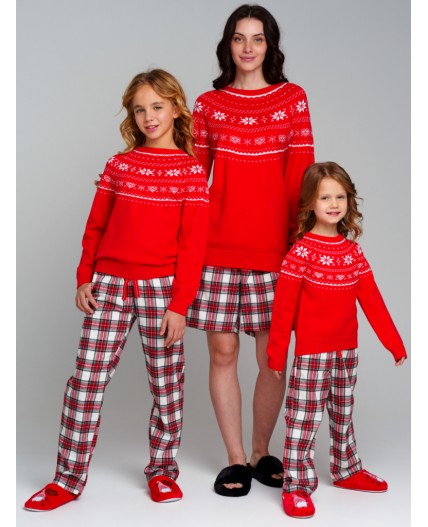 Джемпер трикотажный для женщин красный,белый