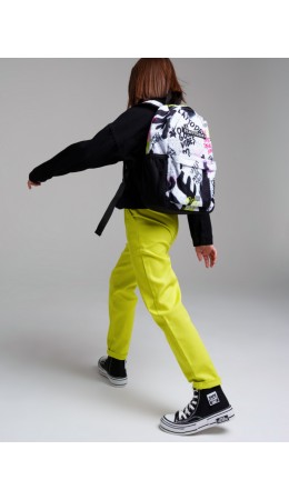 Рюкзак текстильный для девочек черный,разноцветный