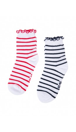Носки трикотажные для девочек, 2 пары в комплекте белый,тёмно-синий,красный
