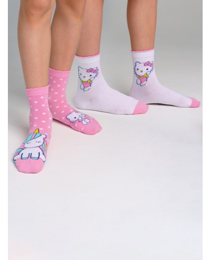 Носки трикотажные для девочек, 2 пары в комплекте белый,светло-розовый
