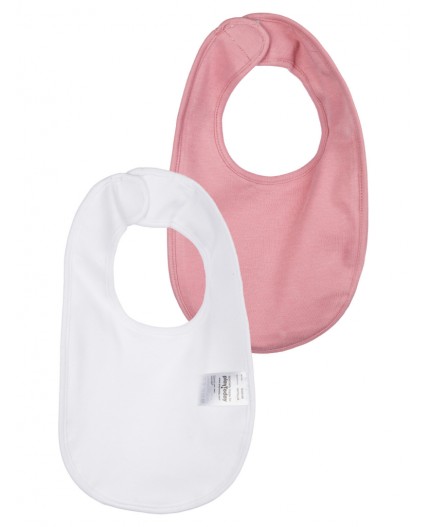 Нагрудник детский трикотажный для девочек, 2 шт в комплекте розовый,белый