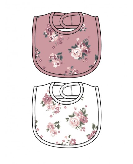 Нагрудник детский трикотажный для девочек, 2 шт в комплекте розовый,белый