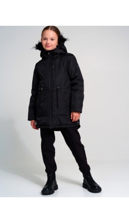 Куртка текстильная с полиуретановым покрытием для девочек черный