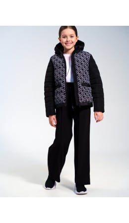 Куртка текстильная с полиуретановым покрытием для девочек черный,белый