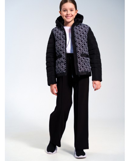 Куртка текстильная с полиуретановым покрытием для девочек черный,белый