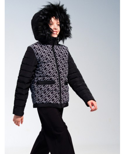 Куртка текстильная с полиуретановым покрытием для девочек черный,белый