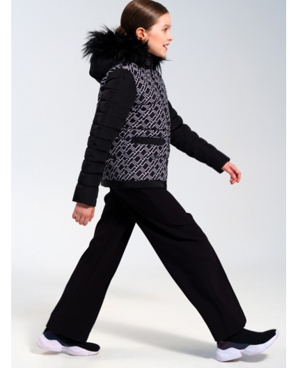 Куртка текстильная с полиуретановым покрытием для девочек черный,белый