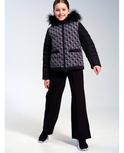 Куртка текстильная с полиуретановым покрытием для девочек черный,белый