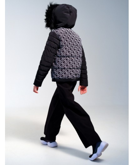 Куртка текстильная с полиуретановым покрытием для девочек черный,белый