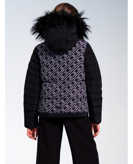 Куртка текстильная с полиуретановым покрытием для девочек черный,белый
