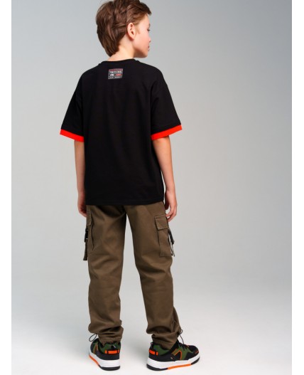 Брюки текстильные утепленные флисом для мальчиков темно-зеленый