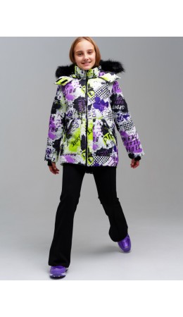 Куртка текстильная с полиуретановым покрытием для девочек разноцветный