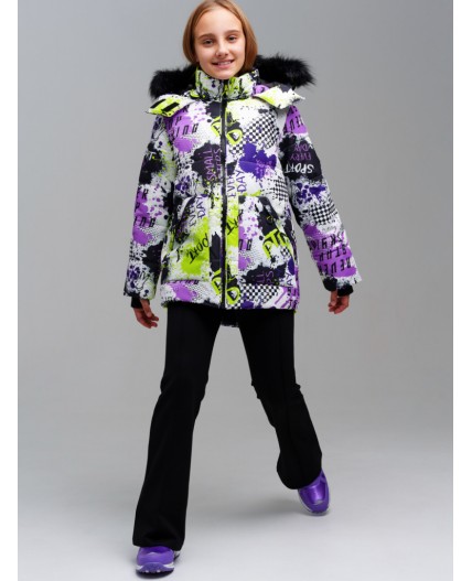 Куртка текстильная с полиуретановым покрытием для девочек разноцветный