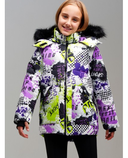 Куртка текстильная с полиуретановым покрытием для девочек разноцветный