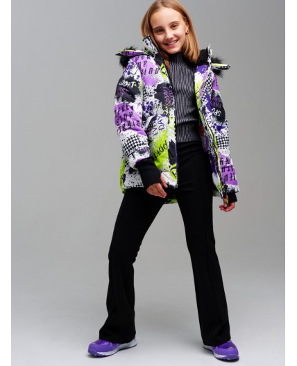 Куртка текстильная с полиуретановым покрытием для девочек разноцветный