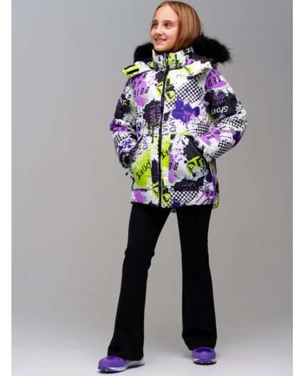 Куртка текстильная с полиуретановым покрытием для девочек разноцветный