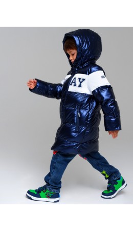 Пальто текстильное с полиуретановым покрытием для мальчиков тёмно-синий