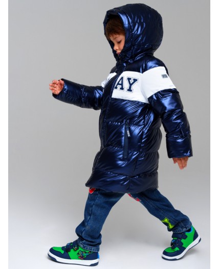 Пальто текстильное с полиуретановым покрытием для мальчиков тёмно-синий
