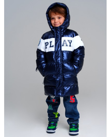 Пальто текстильное с полиуретановым покрытием для мальчиков тёмно-синий