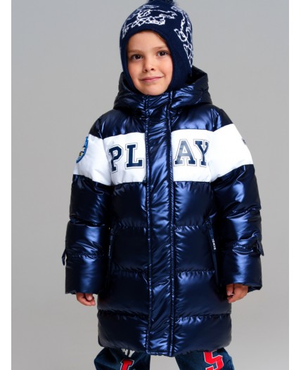 Пальто текстильное с полиуретановым покрытием для мальчиков тёмно-синий