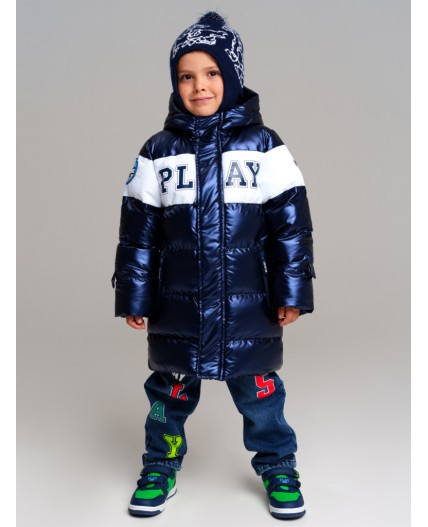 Пальто текстильное с полиуретановым покрытием для мальчиков тёмно-синий