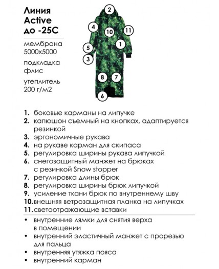 Комбинезон текстильный с полиуретановым покрытием для мальчиков черный,светло-зеленый