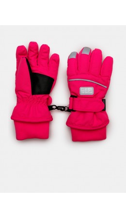 Перчатки текстильные для девочек розовый,черный