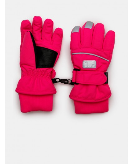 Перчатки текстильные для девочек розовый,черный