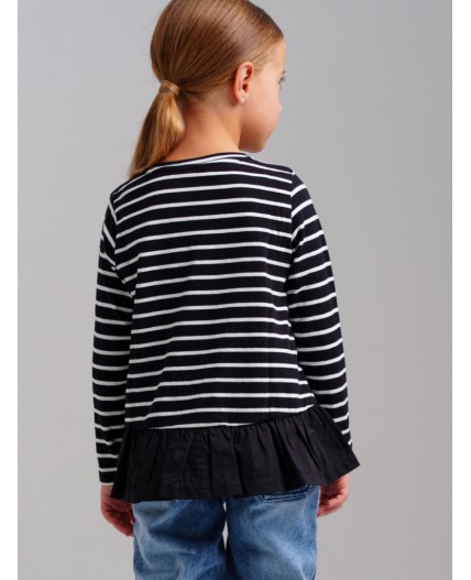 Фуфайка трикотажная для девочек (футболка с длинными рукавами) черный,белый