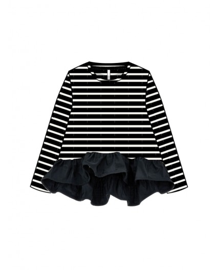 Фуфайка трикотажная для девочек (футболка с длинными рукавами) черный,белый