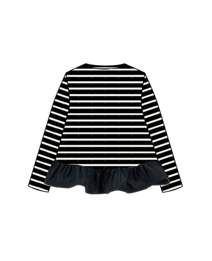 Фуфайка трикотажная для девочек (футболка с длинными рукавами) черный,белый