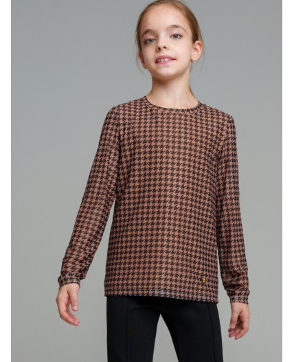 Фуфайка трикотажная для девочек (футболка с длинными рукавами) разноцветный