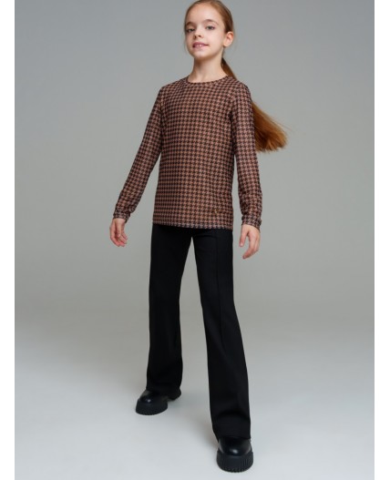 Фуфайка трикотажная для девочек (футболка с длинными рукавами) разноцветный