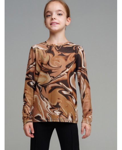 Фуфайка трикотажная для девочек (футболка с длинными рукавами) разноцветный