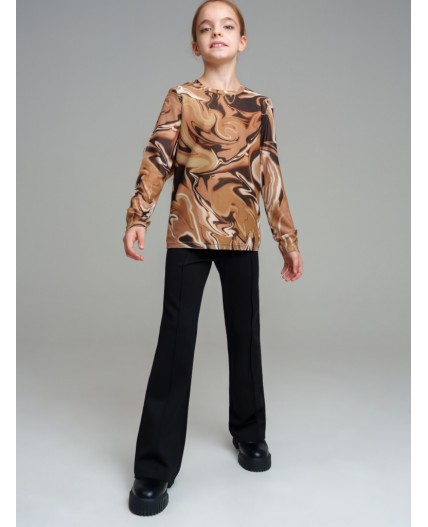 Фуфайка трикотажная для девочек (футболка с длинными рукавами) разноцветный