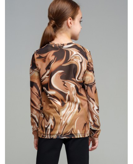 Фуфайка трикотажная для девочек (футболка с длинными рукавами) разноцветный