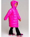 Пальто текстильное с полиуретановым покрытием для девочек фуксия
