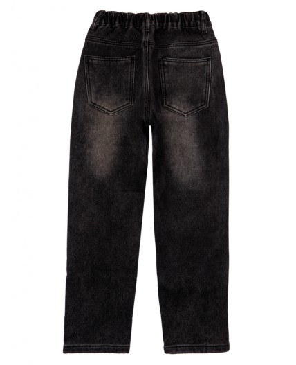 Брюки текстильные джинсовые утепленные флисом для мальчиков черный