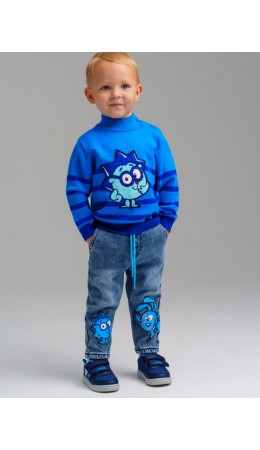 Брюки детские текстильные утепленные флисом для мальчиков синий