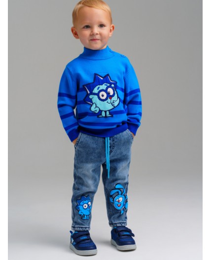 Брюки детские текстильные утепленные флисом для мальчиков синий