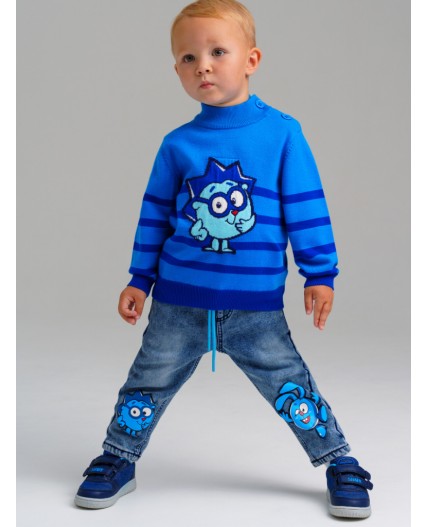 Брюки детские текстильные утепленные флисом для мальчиков синий