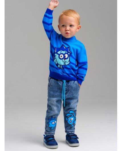 Брюки детские текстильные утепленные флисом для мальчиков синий