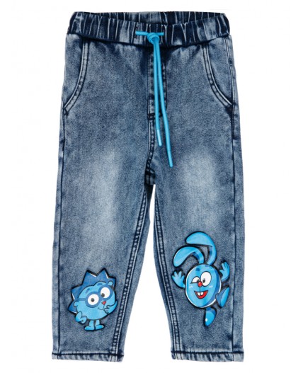 Брюки детские текстильные утепленные флисом для мальчиков синий